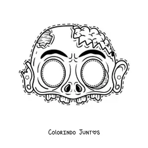 Desenho para colorir de máscara de Halloween de zumbi