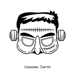 Desenho para colorir de máscara de Halloween de Frankenstein