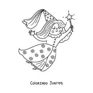 Desenho para colorir de fada madrinha kawaii