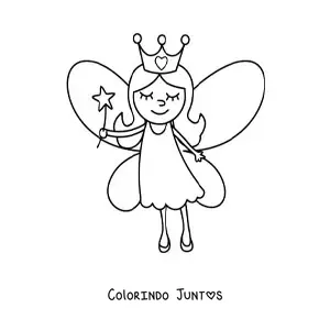Desenho para colorir de mágica princesa fada kawaii