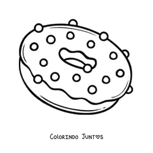 Desenho para colorir de uma rosquinha com granulado e glace