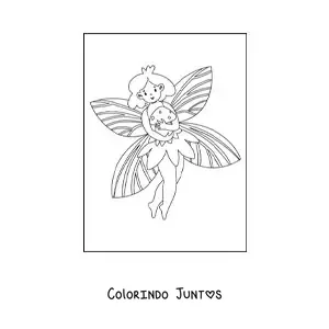 Desenho para colorir de fada simples com cogumelo mágico