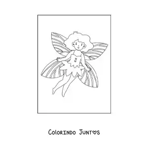 Desenho para colorir de fada simples feliz voando