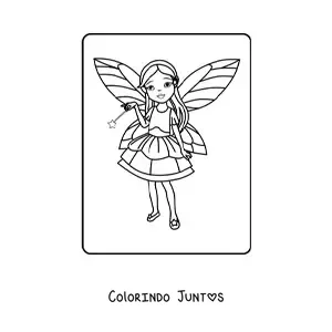 Desenho para colorir de fada mágica animada