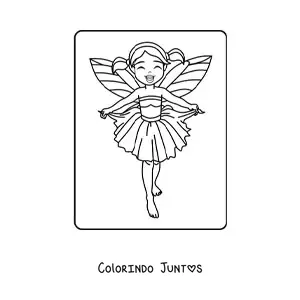 Desenho para colorir de menina fada animada