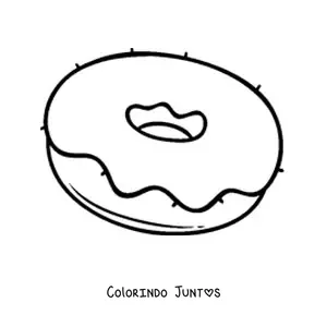 Desenho para colorir de uma rosquinha com cobertura