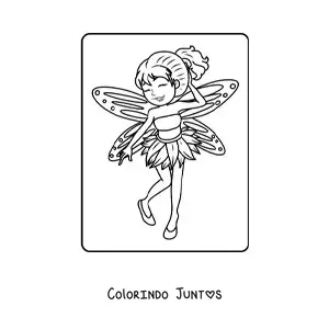 Desenho para colorir de fada feliz animada