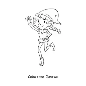 Desenho para colorir de duende mágico animado dançando
