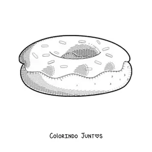 Desenho para colorir de uma rosquinha com glace e granulado
