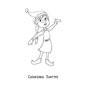 Desenho para colorir de menina duende animada