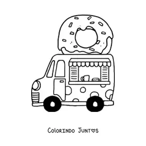 Desenho para colorir de um caminhao de venda de rosquinhas