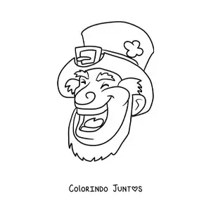 Desenho para colorir de rosto de duende irlandês rindo