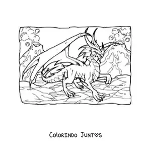 Desenho para colorir de dragão realista assustador