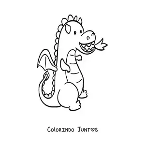 Desenho para colorir de dragão bebê animado cuspindo fogo