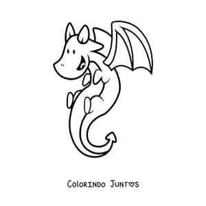 Desenho para colorir de pequeno dragão animado voando