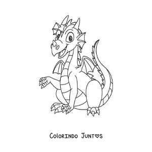 Desenho para colorir de dragão animado sentado