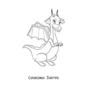 Desenho para colorir de dragoa animada sentada