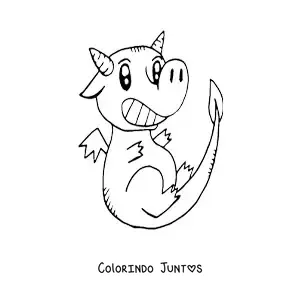 Desenho para colorir de pequeno dragão fofo voando