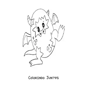 Desenho para colorir de ovo com dragão bebê andando