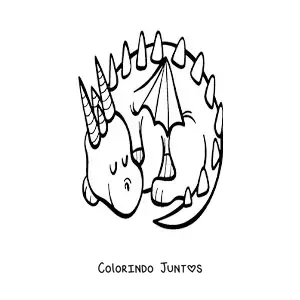 Desenho para colorir de dragão dormindo