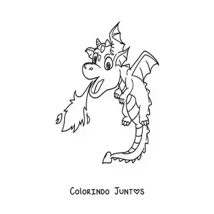Desenho para colorir de dragão voador soltando fogo