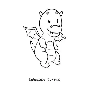 Desenho para colorir de dragão animado simples voando