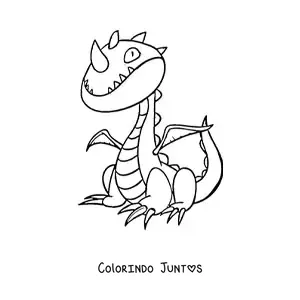 Desenho para colorir de dragão animado com um chifre