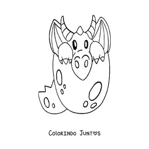 Desenho para colorir de ovo com dragão bebê