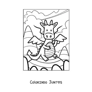 Desenho para colorir de dragão voador animado