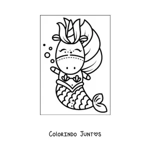 Desenho para colorir de unicórnio sereia kawaii