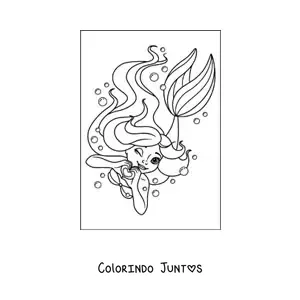 Desenho para colorir de linda sereia nadando debaixo d'água