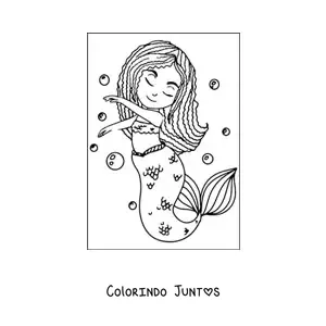 Desenho para colorir de sereia dançando