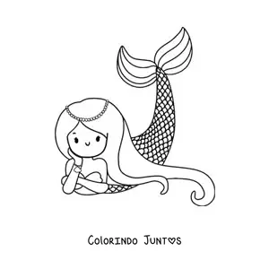 Desenho para colorir de sereia deitada