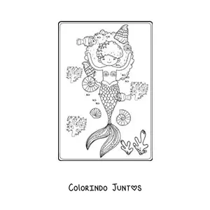 Desenho para colorir de linda sereia com cabelo afro