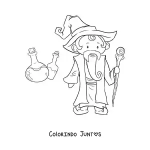 Desenho para colorir de feiticeiro com pocoes