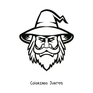Desenho para colorir de rosto de um feiticeiro malvado