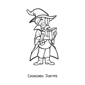 Desenho para colorir de feiticeiro sombrio lendo um livro