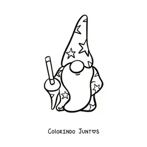 Desenho para colorir de gnomo feiticeiro fofo