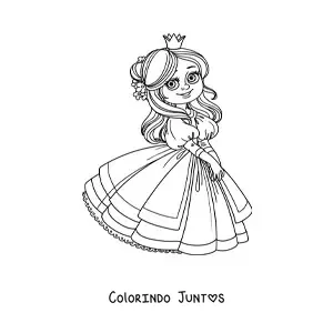 Desenho para colorir de linda princesa animada com luvas
