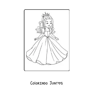 Desenho para colorir de linda princesa alegre