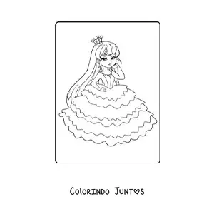 Desenho para colorir de princesa animada elegante