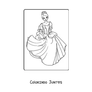 Desenho para colorir de princesa triste com lindo vestido