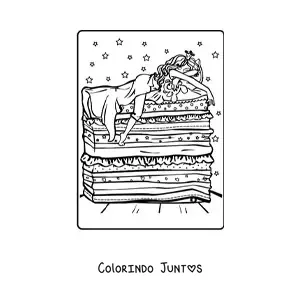 Desenho para colorir da princesa e da ervilha
