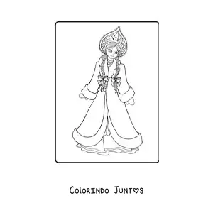 Desenho para colorir de princesa chinesa
