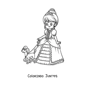 Desenho para colorir de Cinderela com seu mascote
