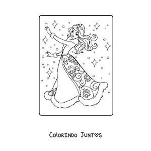 Desenho para colorir de linda princesa das neves