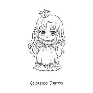 Desenho para colorir de princesa kawaii chibi estilo anime