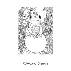 Desenho para colorir de principe transformado em sapo realista