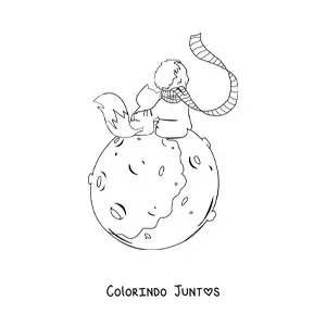 Desenho para colorir do Pequeno Principe e a raposa