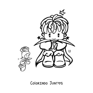 Desenho para colorir do Pequeno Principe e sua rosa
